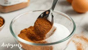 Cinnamon and sugar being mixed for the Cinnamon Toast Air Fryer topping