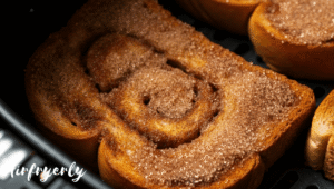Cinnamon toast slices air frying again for caramelized finish in the Cinnamon Toast Air Fryer recipe