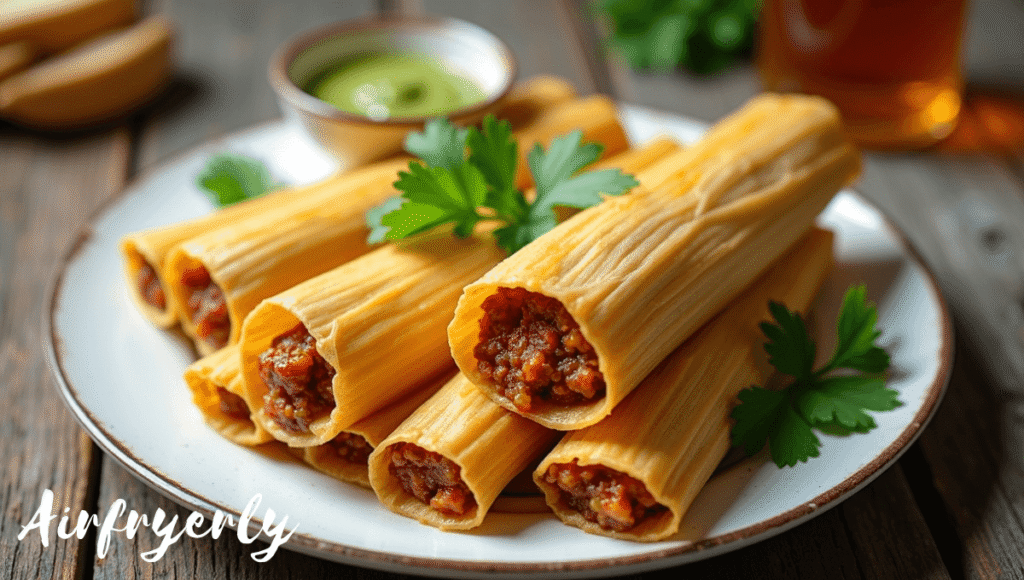 “Golden crispy tamales in air fryer basket – best way to reheat tamales in air fryer for fresh taste”