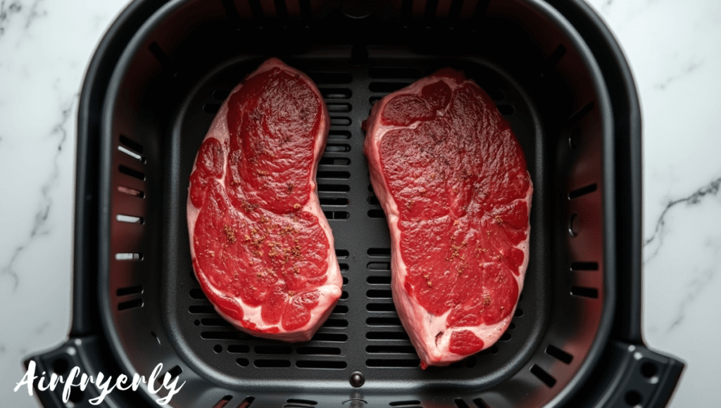 filet mignon cooking in air fryer at 400 degrees