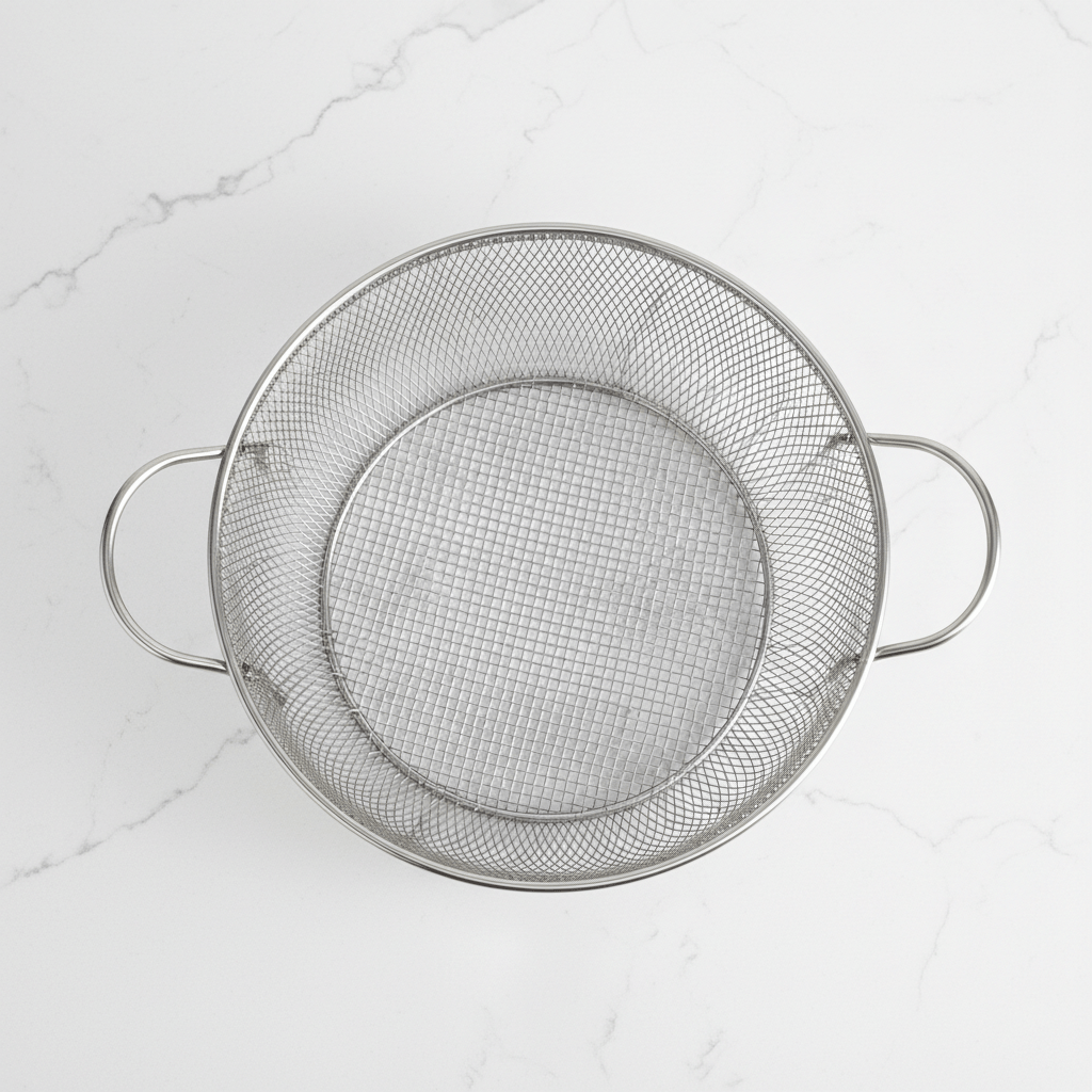 mesh air fryer basket designed for better airflow cooking