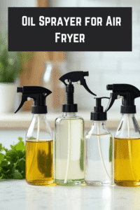 Best oil sprayer for air fryer with refillable bottles and crispy food in basket