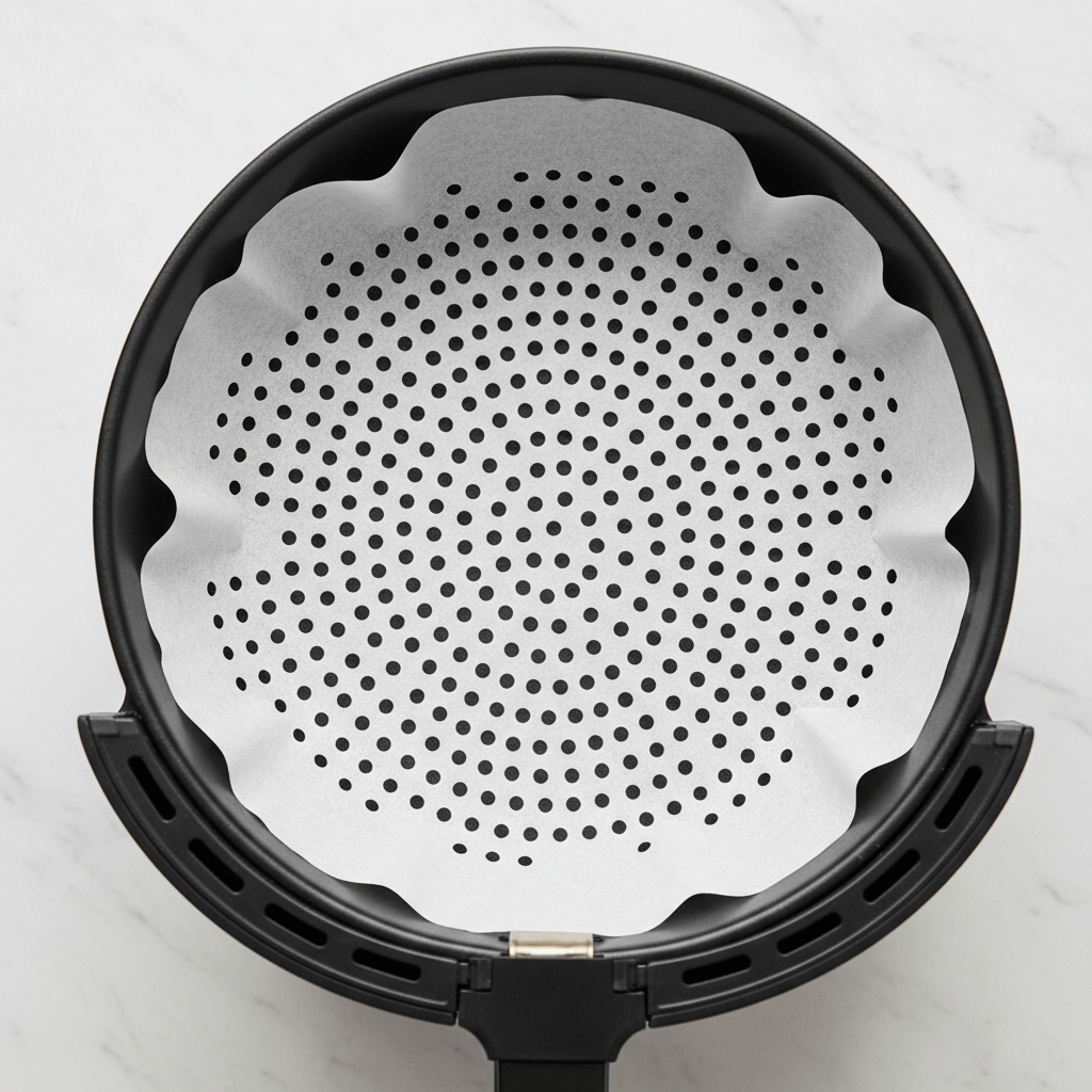 perforated parchment paper liner for air fryer basket