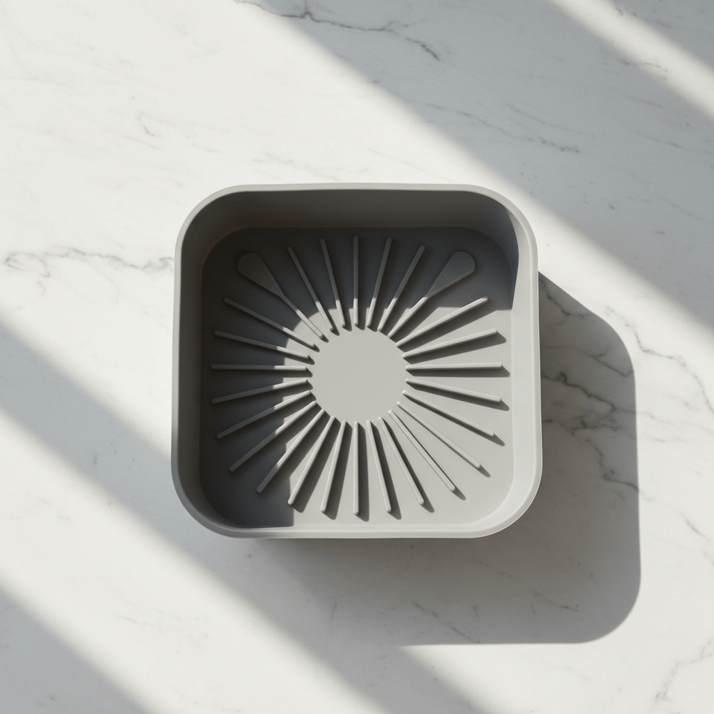 square silicone air fryer liner placed inside basket