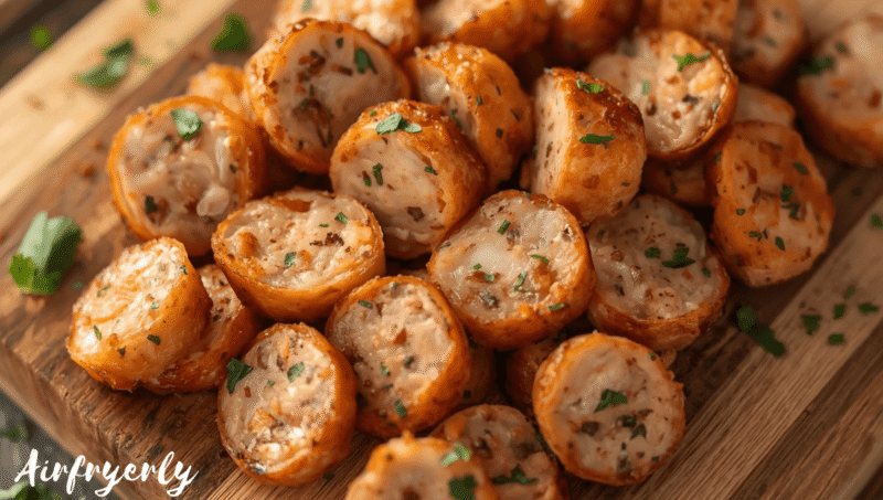 air fry chicken sausage sliced into crispy coins